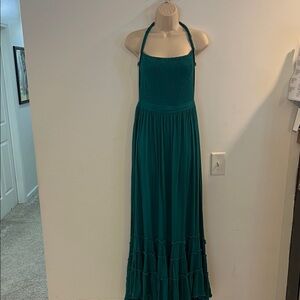 Chic Teal Halter Maxi Dress